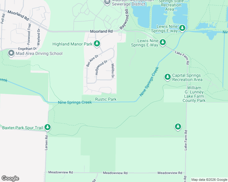 map of restaurants, bars, coffee shops, grocery stores, and more near 42 Rustic Parkway in Madison