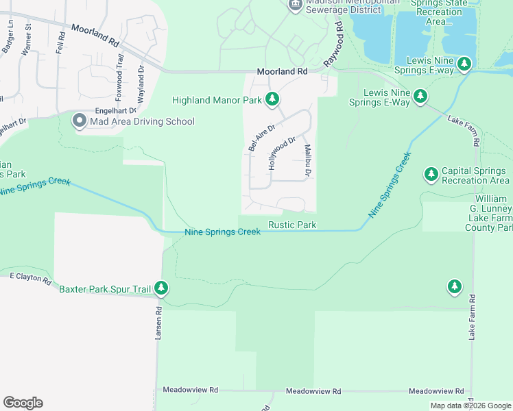 map of restaurants, bars, coffee shops, grocery stores, and more near 42-98 Rustic Pkwy in Madison