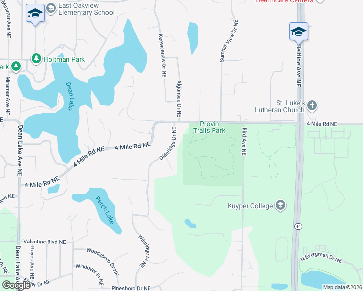 map of restaurants, bars, coffee shops, grocery stores, and more near 3500 Olderidge Drive Northeast in Grand Rapids