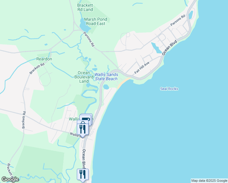 map of restaurants, bars, coffee shops, grocery stores, and more near 1086 Old Ocean Boulevard in Rye