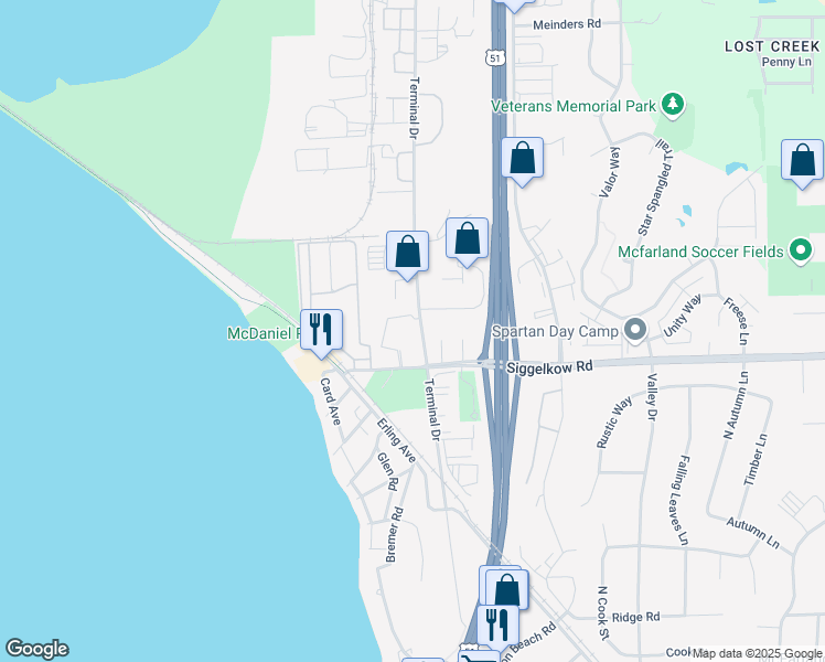 map of restaurants, bars, coffee shops, grocery stores, and more near 4818 Terminal Drive in McFarland