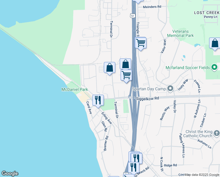 map of restaurants, bars, coffee shops, grocery stores, and more near 4818 Terminal Drive in McFarland