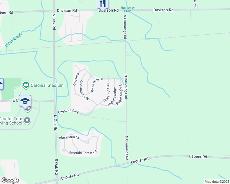 map of restaurants, bars, coffee shops, grocery stores, and more near 46 Hickory Ridge in Davison