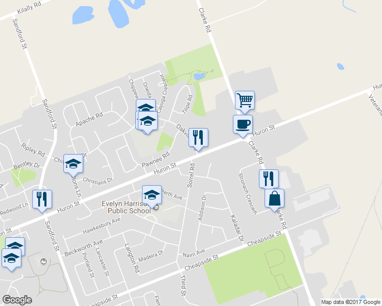 map of restaurants, bars, coffee shops, grocery stores, and more near 100 Oakville Avenue in London