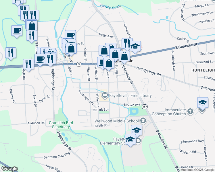 map of restaurants, bars, coffee shops, grocery stores, and more near 228 Chapel Street in Fayetteville
