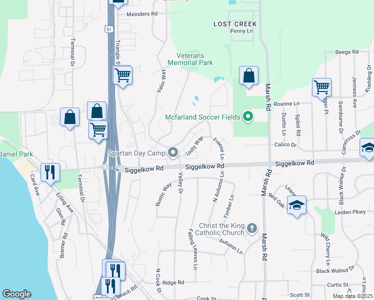 map of restaurants, bars, coffee shops, grocery stores, and more near 5114 Brandenburg Way in Madison