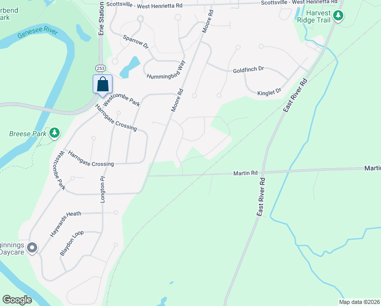 map of restaurants, bars, coffee shops, grocery stores, and more near 36 Bradgate Park in West Henrietta