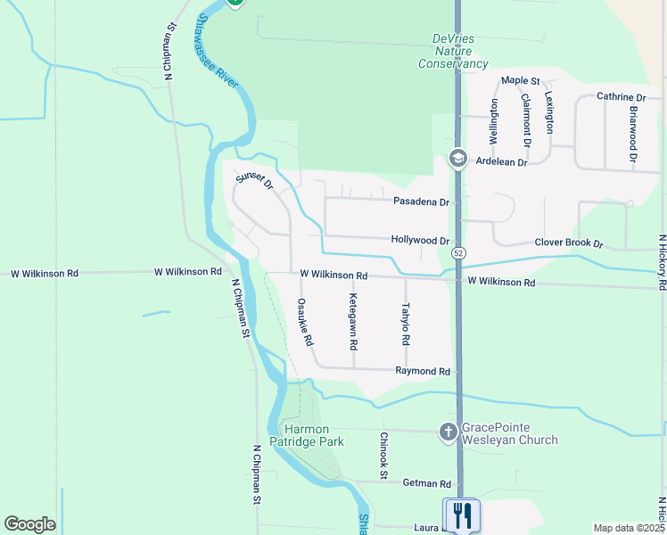 map of restaurants, bars, coffee shops, grocery stores, and more near 870 West Wilkinson Road in Owosso