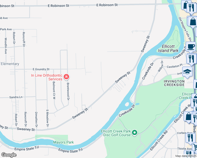 map of restaurants, bars, coffee shops, grocery stores, and more near 1196 Sweeney Street in North Tonawanda