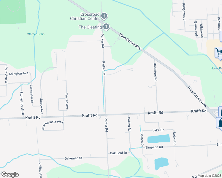 map of restaurants, bars, coffee shops, grocery stores, and more near 4100 Parker Road in Fort Gratiot Township