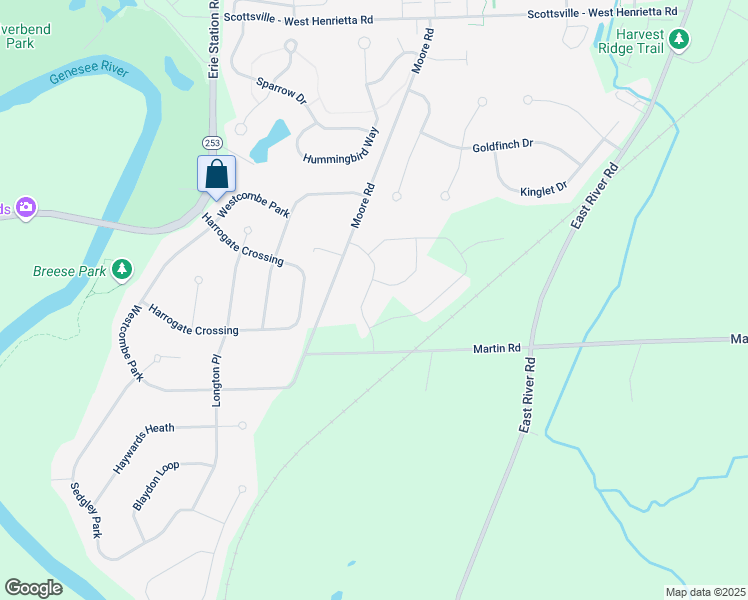 map of restaurants, bars, coffee shops, grocery stores, and more near 36 Bradgate Park in West Henrietta