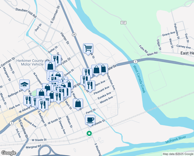 map of restaurants, bars, coffee shops, grocery stores, and more near in 