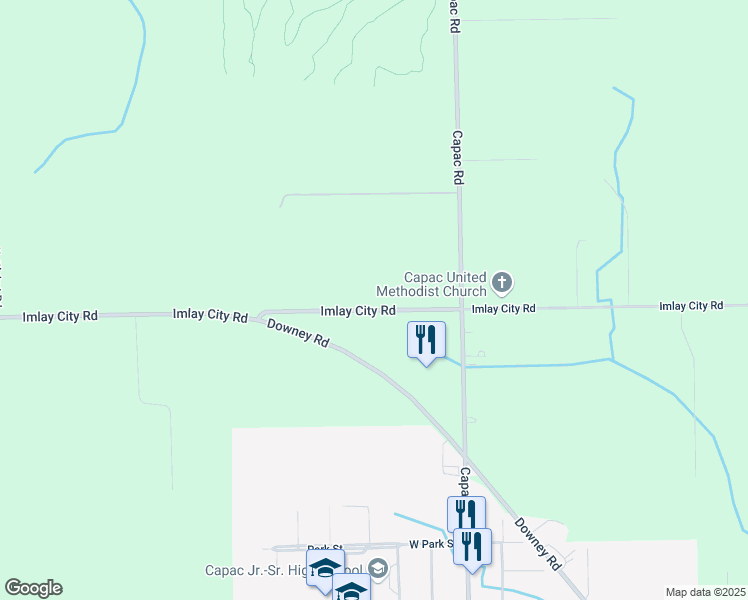 map of restaurants, bars, coffee shops, grocery stores, and more near 15072 Imlay City Road in Capac