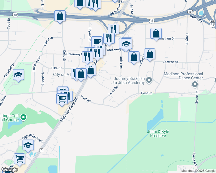 map of restaurants, bars, coffee shops, grocery stores, and more near 2901-2911 Bowman Circle in Fitchburg