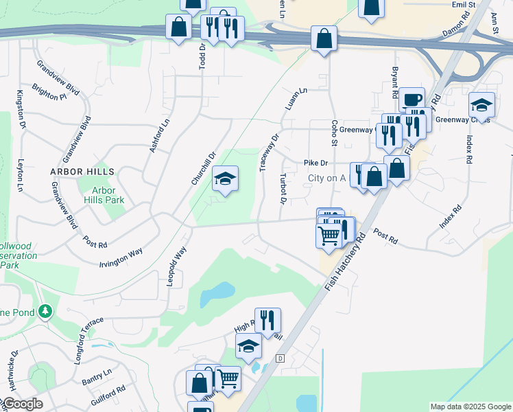 map of restaurants, bars, coffee shops, grocery stores, and more near 2946 Traceway Drive in Madison