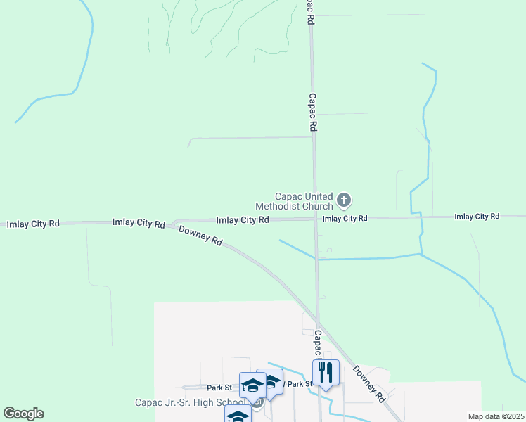 map of restaurants, bars, coffee shops, grocery stores, and more near 15072 Imlay City Road in Capac