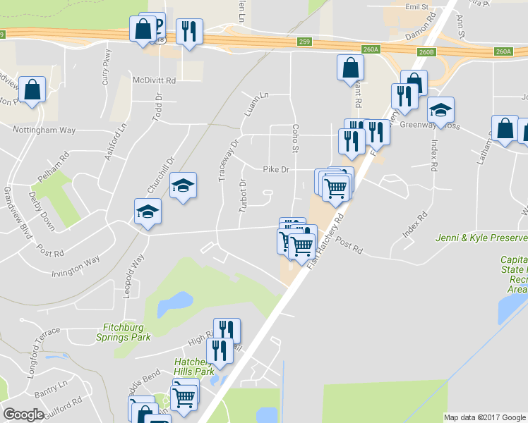 map of restaurants, bars, coffee shops, grocery stores, and more near 15 Sunfish Court in Madison