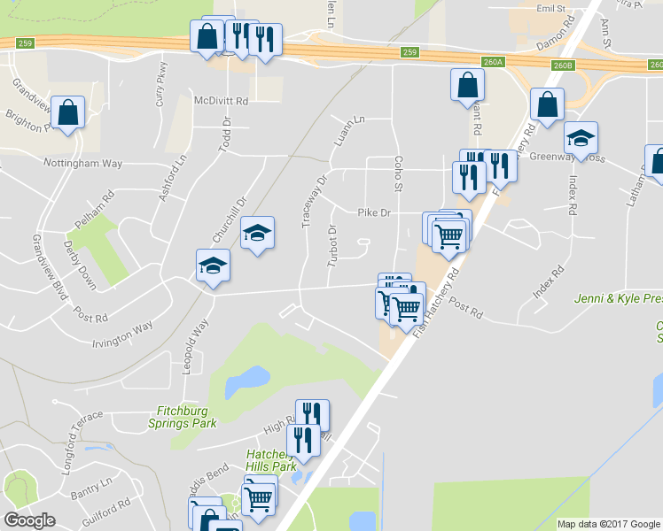 map of restaurants, bars, coffee shops, grocery stores, and more near 2921 Turbot Drive in Madison