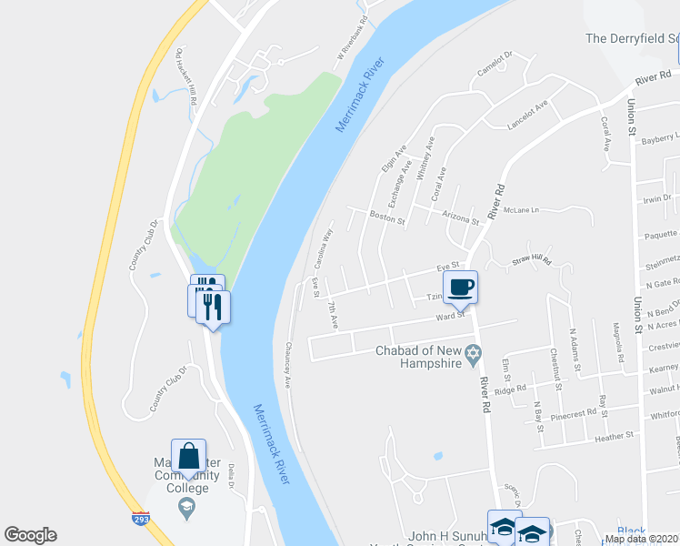 map of restaurants, bars, coffee shops, grocery stores, and more near 92 6th Avenue in Manchester