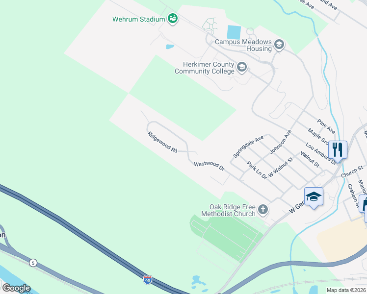 map of restaurants, bars, coffee shops, grocery stores, and more near 901 Westwood Drive in Herkimer