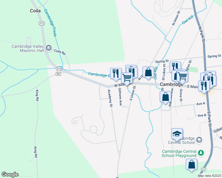 map of restaurants, bars, coffee shops, grocery stores, and more near 2 Academy Street in Cambridge