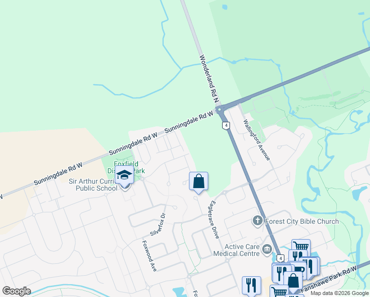 map of restaurants, bars, coffee shops, grocery stores, and more near 2250 Buroak Drive in London