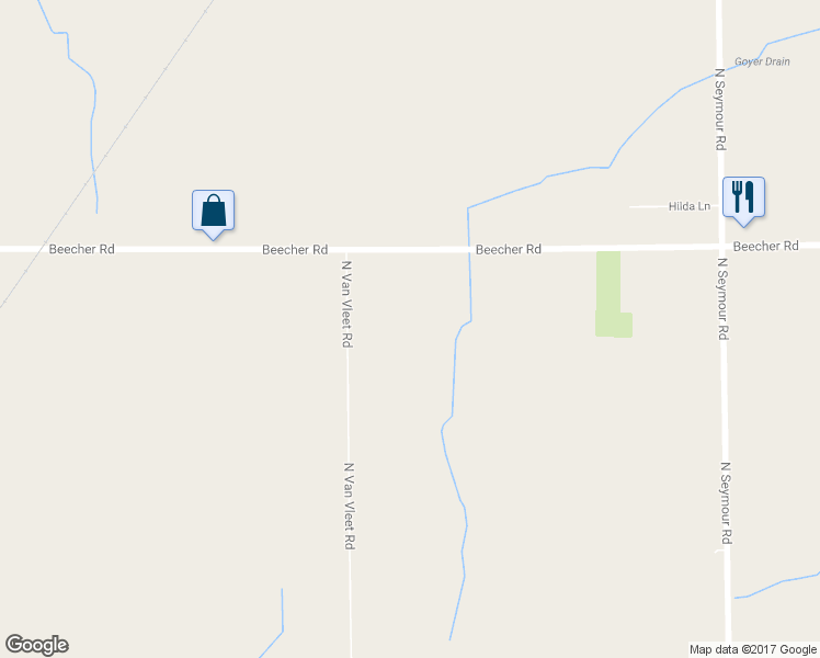 map of restaurants, bars, coffee shops, grocery stores, and more near 1446 North Van Vleet Road in Flushing