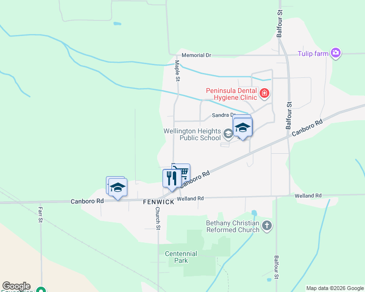 map of restaurants, bars, coffee shops, grocery stores, and more near 1167 Maple Street in Pelham