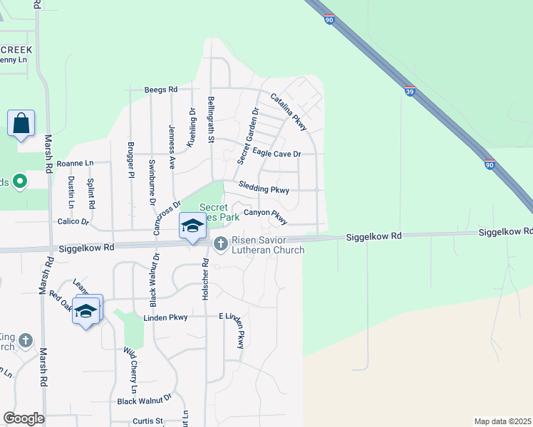 map of restaurants, bars, coffee shops, grocery stores, and more near 6132 Canyon Parkway in McFarland