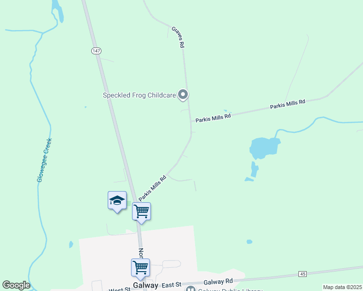 map of restaurants, bars, coffee shops, grocery stores, and more near 5409 Parkis Mills Road in Galway