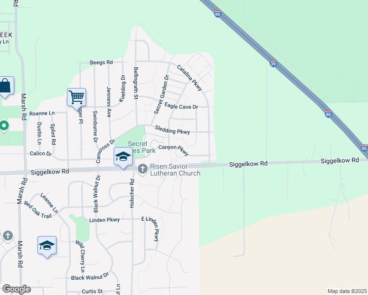 map of restaurants, bars, coffee shops, grocery stores, and more near 6132 Canyon Parkway in McFarland