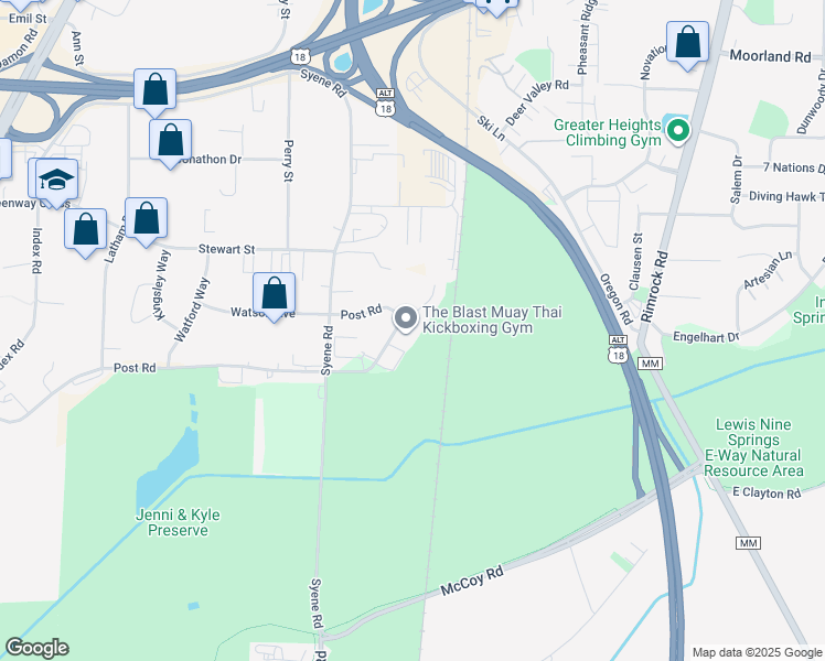 map of restaurants, bars, coffee shops, grocery stores, and more near 707 Post Road in Madison