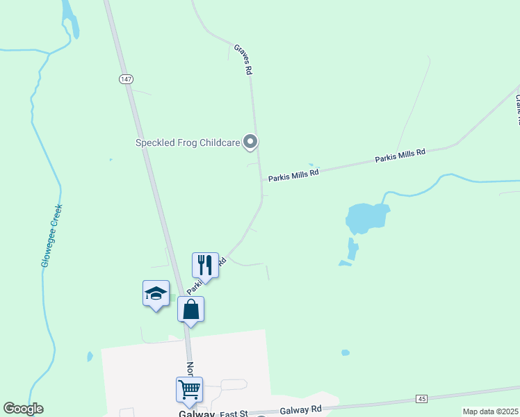 map of restaurants, bars, coffee shops, grocery stores, and more near 5409 Parkis Mills Road in Galway