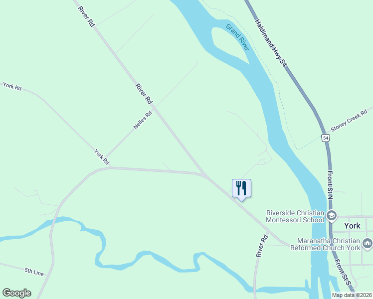 map of restaurants, bars, coffee shops, grocery stores, and more near 3810 River Road in Caledonia