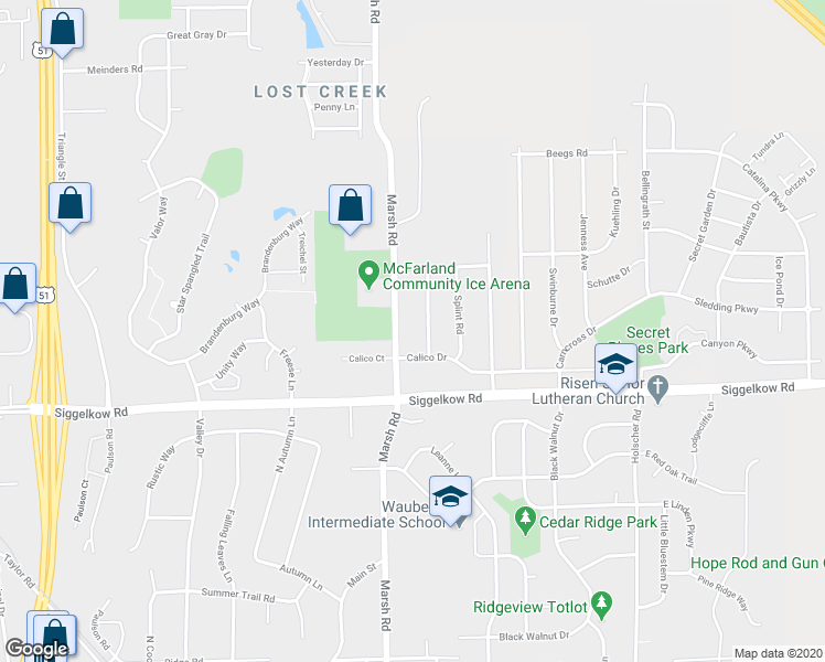 map of restaurants, bars, coffee shops, grocery stores, and more near in McFarland