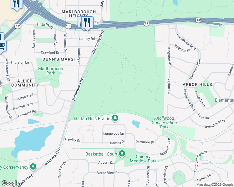 map of restaurants, bars, coffee shops, grocery stores, and more near Cannonball Path in Fitchburg