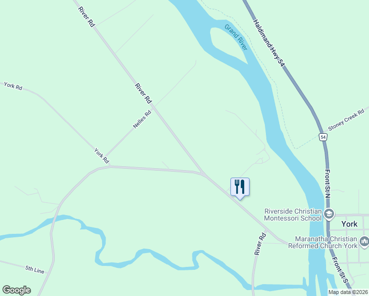 map of restaurants, bars, coffee shops, grocery stores, and more near 3810 River Road in Caledonia