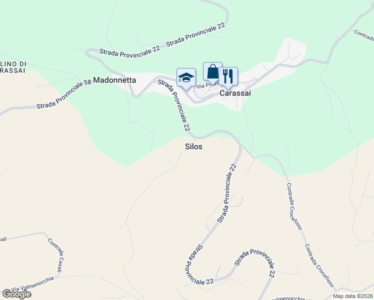 map of restaurants, bars, coffee shops, grocery stores, and more near 41 Contrada Menocchia in Silos