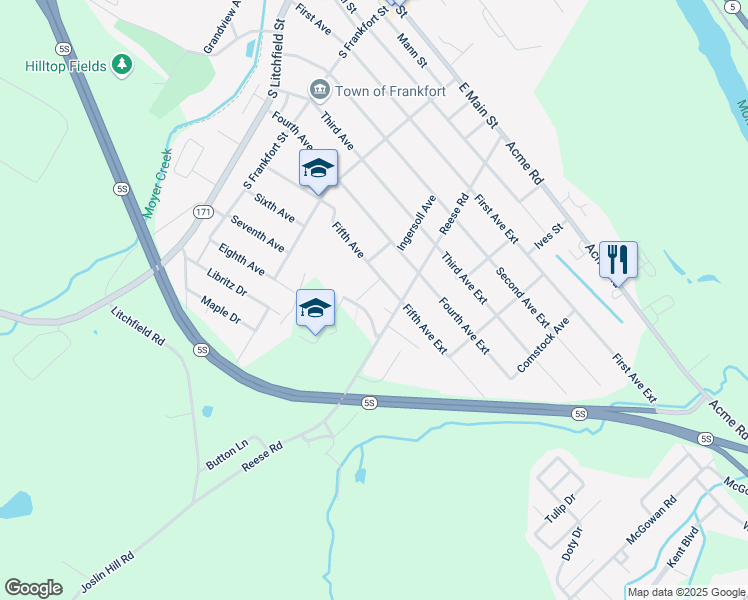 map of restaurants, bars, coffee shops, grocery stores, and more near 607 Ingersoll Avenue Ext in Frankfort