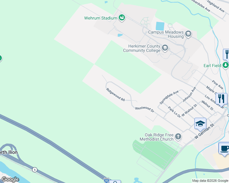 map of restaurants, bars, coffee shops, grocery stores, and more near 919 Ridgewood Road in Herkimer