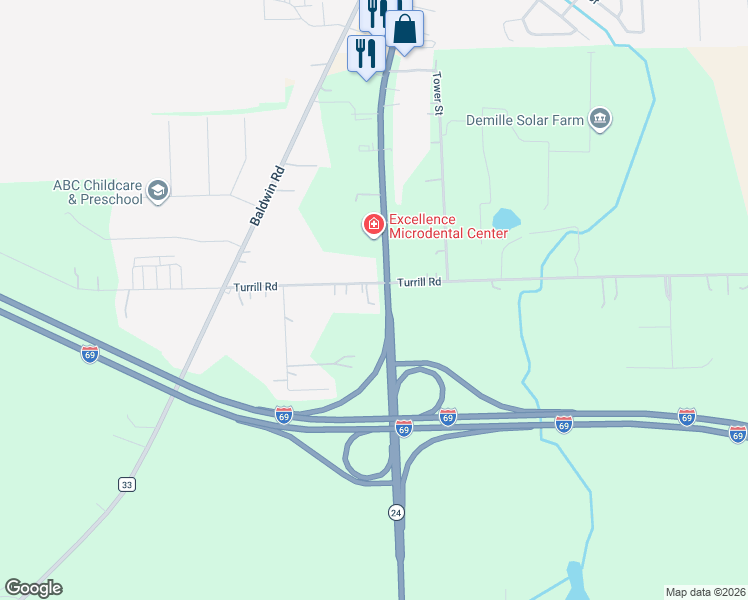 map of restaurants, bars, coffee shops, grocery stores, and more near 1192 South Lapeer Road in Lapeer