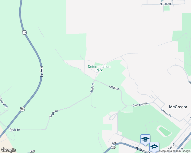 map of restaurants, bars, coffee shops, grocery stores, and more near 336 Eagle Drive in McGregor