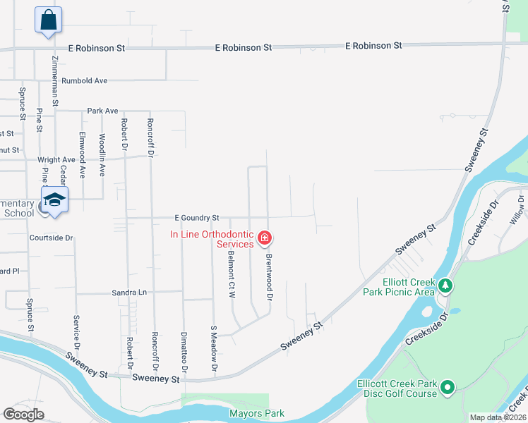 map of restaurants, bars, coffee shops, grocery stores, and more near 274 Brentwood Drive in North Tonawanda