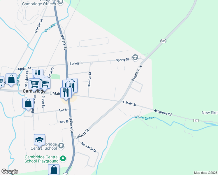 map of restaurants, bars, coffee shops, grocery stores, and more near 141 East Main Street in Cambridge