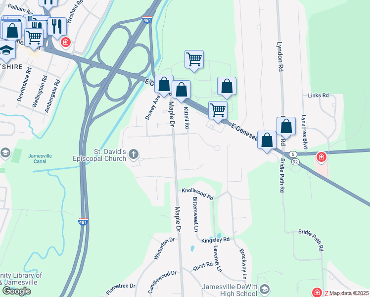 map of restaurants, bars, coffee shops, grocery stores, and more near 205 Kittell Road in Fayetteville