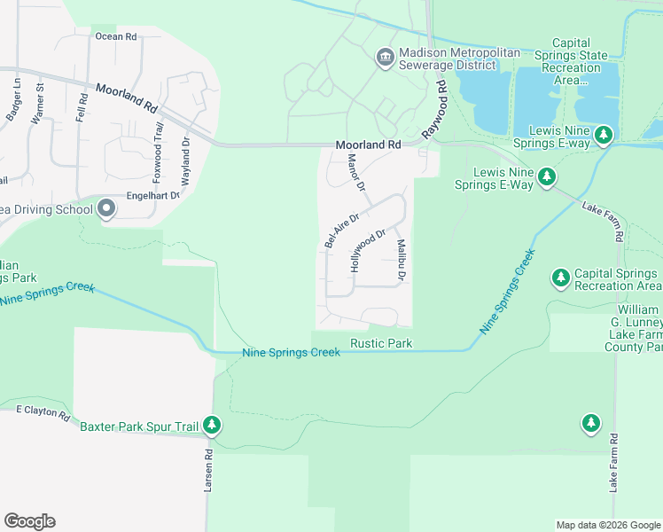 map of restaurants, bars, coffee shops, grocery stores, and more near 66 Bel-Aire Drive in Madison