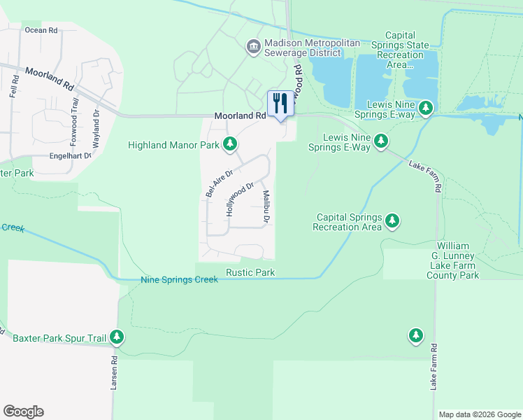 map of restaurants, bars, coffee shops, grocery stores, and more near 43 Harvest Way in Fitchburg