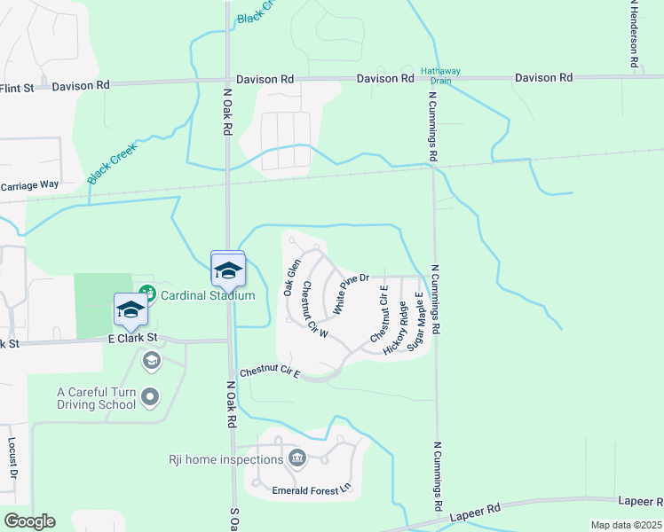 map of restaurants, bars, coffee shops, grocery stores, and more near 1168 North Oak Road in Davison
