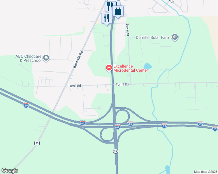 map of restaurants, bars, coffee shops, grocery stores, and more near 1192 South Lapeer Road in Lapeer