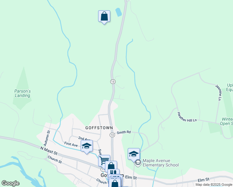 map of restaurants, bars, coffee shops, grocery stores, and more near 100 Pattee Hill Road in Goffstown
